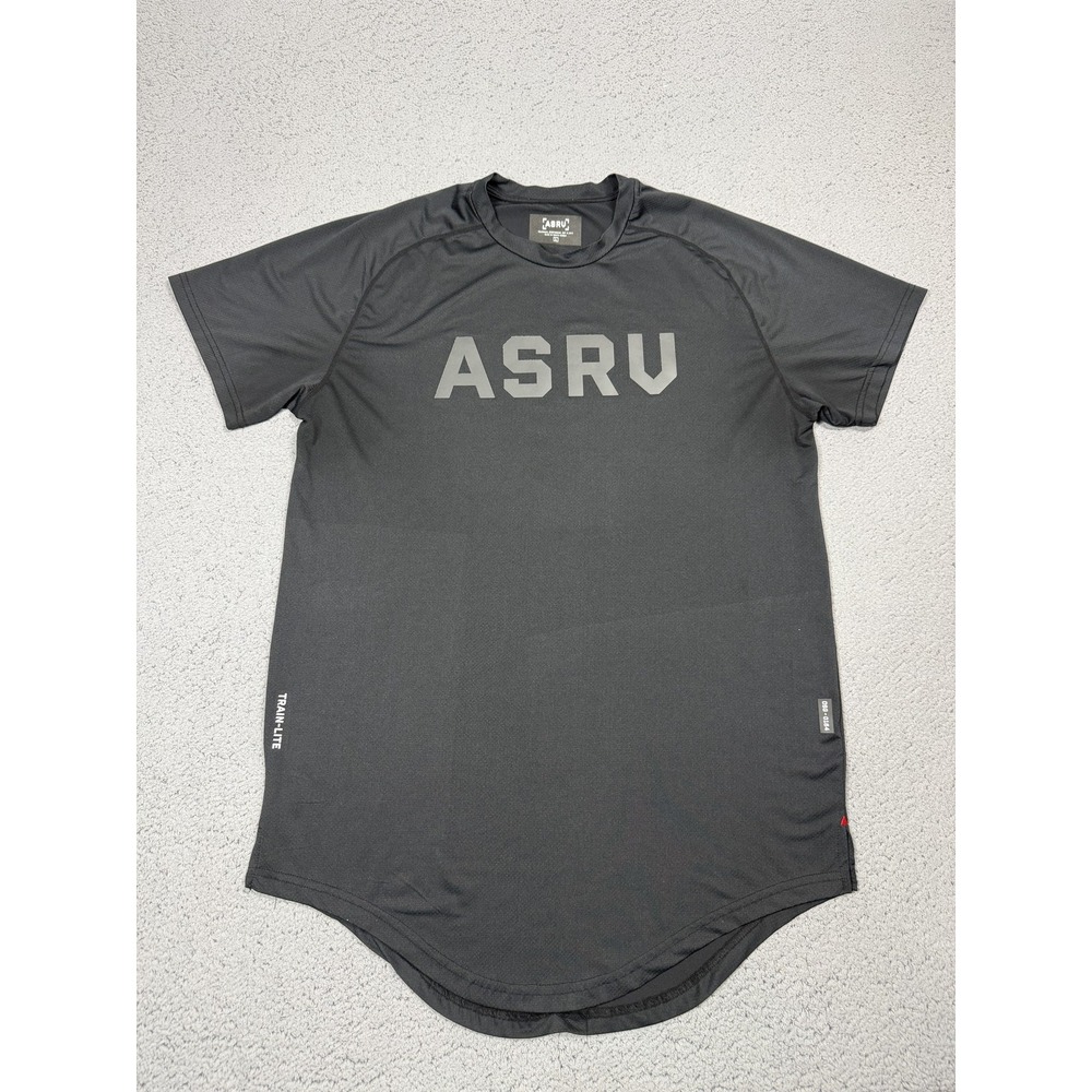 ASRV Shirt Mens Large Black Short Sleeve Train-Lite Athletic Performance Gym Top